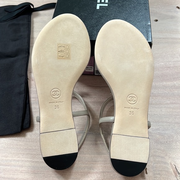 Chanel Lambskin Crystal CC Thong Sandals, Size 36 - Picture 10 of 11